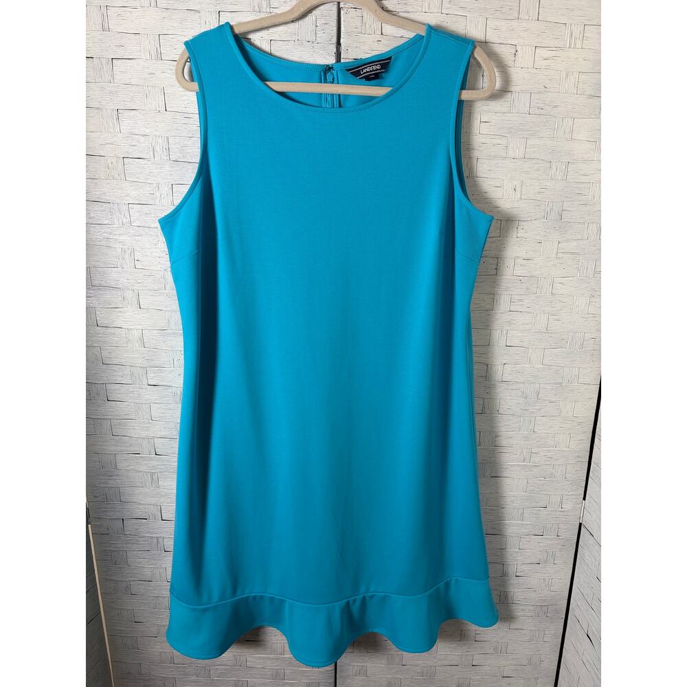 Lands’End women’s dress sleeveless ruffle hem coastal preppy spring plus size ￼